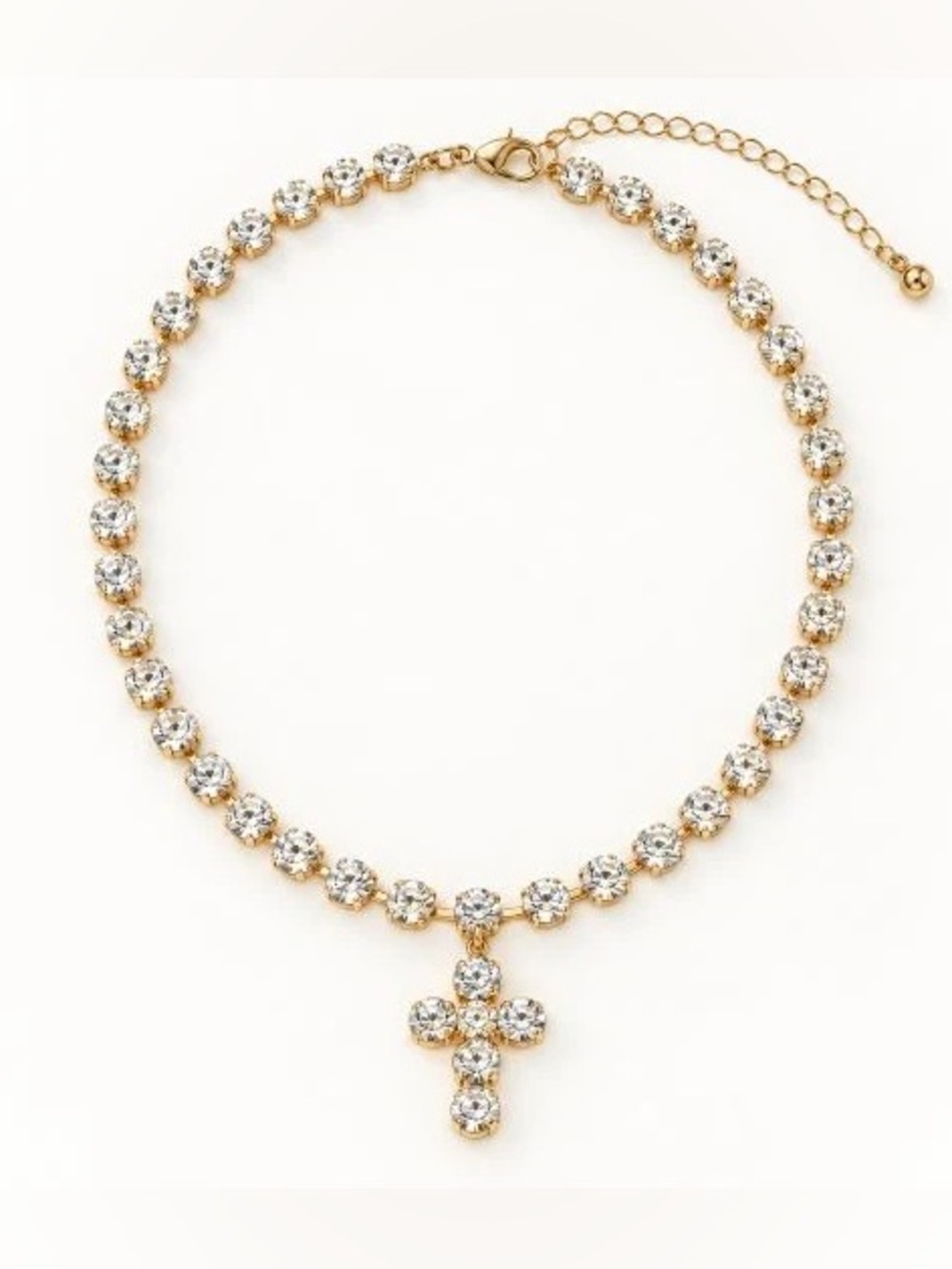 BRAND NEW WITH TAGS Clear Rhinestone Cross Necklace